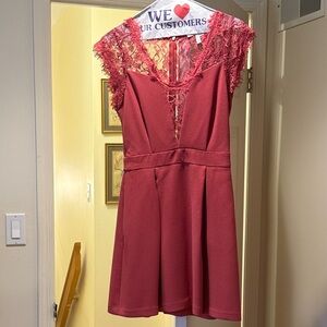 BCBG Paris Deep Pink Lace Mini Dress